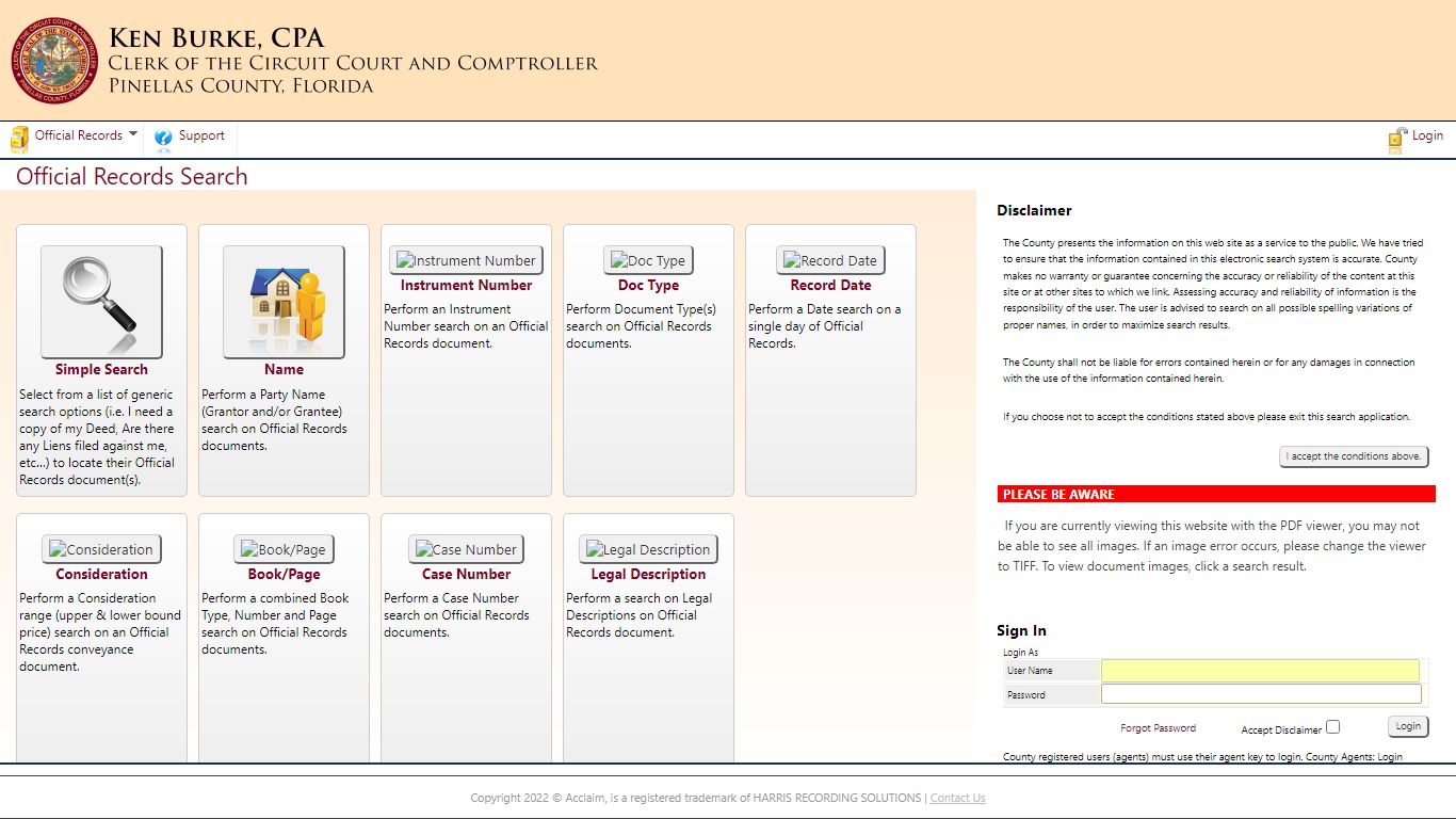 Official Records Search - Pinellas County Public Records